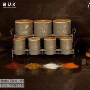 پاسماوری 7 پارچه بی وی کی ماربل دودی طلایی در چوبی مدل 865595