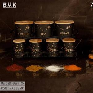 پاسماوری 7 پارچه بی وی کی ماربل در چوبی مشکی طلایی مدل 865591