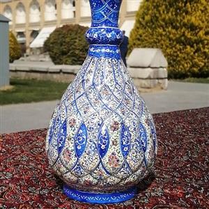 گلدان مینا کاری از جنس مس سایز 22 سانتی اثر استاد قاسمی