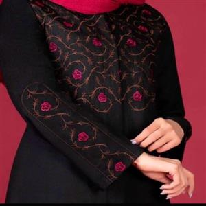 مانتو گلدوزی شده مشکی شیک مجلسی زنانه پارچه فیونا اعلا سایز44