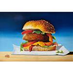 تابلو نقاشی رنگ روغن طرح ساندویچ برگر کد 117