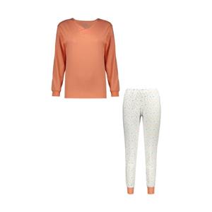 ست تی شرت استین بلند و شلوار زنانه ناربن مدل 1521688 3243 رنگ مرجانی Narbon 41 Coral Long Sleeve T Shirt And Pants Set For Women 