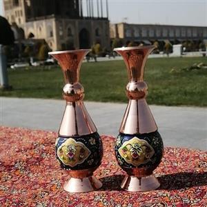 گلدان مس و پرداز 16 سانتی اثر استاد قاسمی