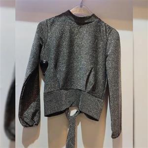 شومیز  زنانه لمه شاین نقره ای