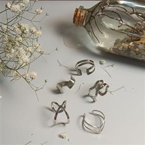 ست انگشتر شیک نقره ای رنگ