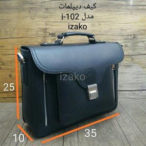 کیف دیپلمات اداری  چرم گاوی دستدوز برند ایزاکو مدل i-102