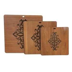 زیر دیگی چوبی طرح اسلیمی فندوقی رنگ در سه سایز مختلف