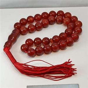 تسبیح سنگی عقیق قرمز 33 دانه سایز 10