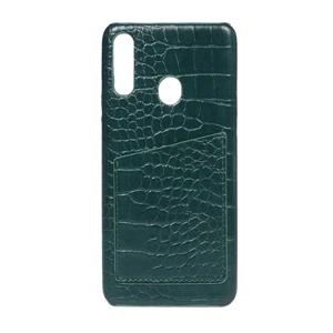 قاب گوشی  Samsung A20Sطرح چرم جاکارتی دار -سبزتیره کد1884