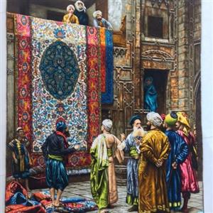 تابلو فرش دستباف طرح بازار قاهره 