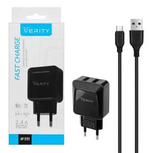 شارژر دیواری وریتی مدل AP-2121 به همراه کابل تبدیل microUSB