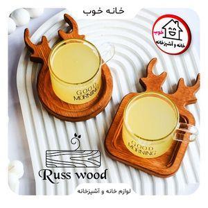 زیر لیوانی مدل چوبی طرح شاخ گوزن کد R101 بسته دو عددی