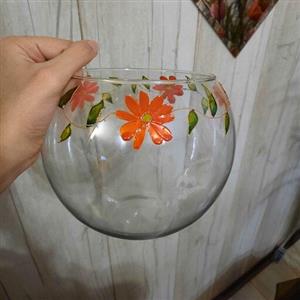 تنگ ماهی شیشه ای ویترای طرح گل