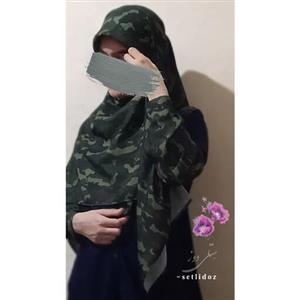 ست روسری و ساقدست طرح چریکی  جنس کرپ حریر