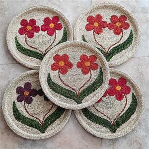 سینی حصیری گلدار