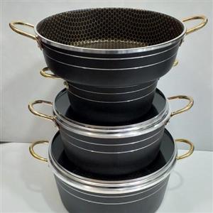 سرویس قابلمه گرانیتی زنبوری دسته طلایی