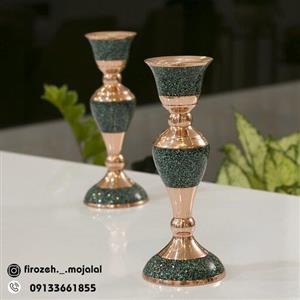جفت شمعدان فیروزه کوبی 23 سانت