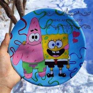 بشقاب سفالی دیوار کوب کودکانه طرح باب اسفنجی و پاتریک گالری نفس 20در204