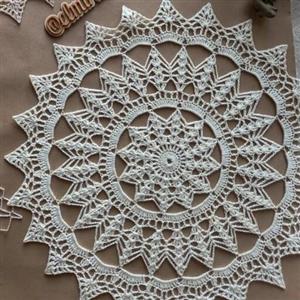 رومیزی ماندالا قلاببافی رنگ دلخواه نخ مرسریزه قابل اجرای دیوارکوب