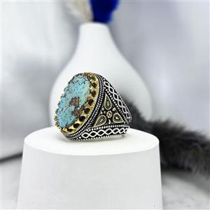 انگشتر نقره مردانه با سنگ فیروزه