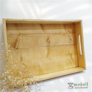 سینی چوبی پذیرایی دست ساز از چوب نراد روسی مدل دسته دار سایز بزرگ کد04