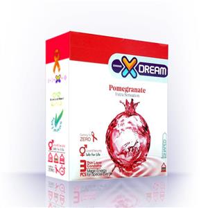کاندوم تنگ کننده  ایکس دریم مدل انار Xdream Pomegranate بسته 3 عددی X Dream Pomegranate Condom 3pcs