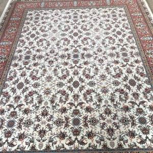 فرش ماشینی 4 متری افشان صبا کرم 700 شانه hcpx2 تراکم 2550 صد در صد نخ