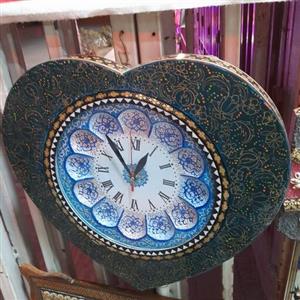 ساعت قلبی خاتم کاری با صفحه ی مینا  سایز بزرگ 