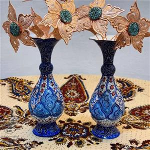 گلدان مینا کاری روی مس سایز 16
