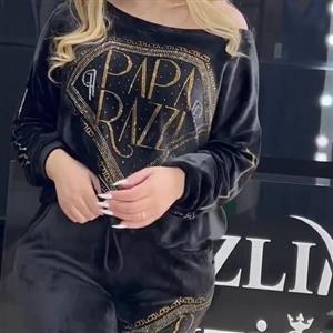 ست راحتی بلوز و شلوار مخمل زنانه ترک سنگ کریستال (ارسال رایگان)