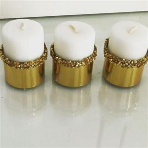 شمع  استوانه ای تزئینی  سه عددی  در سایز  6 در قطر6