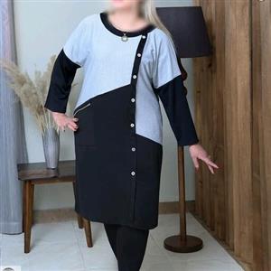 لباس مجلسی سایز  بزرگ تونیک دو رنگ بیگ سایز 44 تا 60