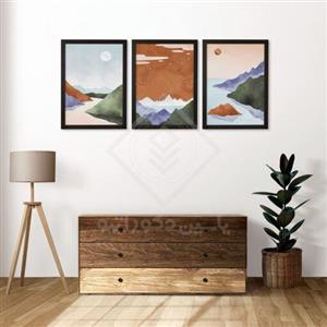 تابلو دکوراتیو مدرن طرح آبرنگ رودخانه مجموعه 3 عددی سایز 30در 40