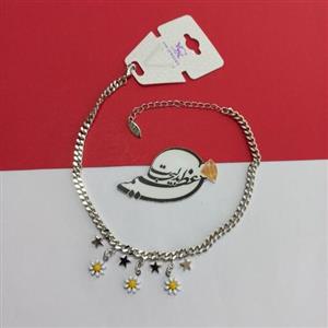 پابند برند YSX از جنس مس و روکش طلای رنگ ثابت با آویزهای گل بابونه و ستاره نقره ای