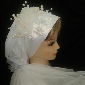 توربان  مجلسی و عروس زنانه رنگ  سفید  مناسب بزرگسال