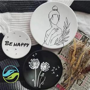 دیوارکوب سفالی طرح دخترانه مینیمال و قاصدک ست سه عددی