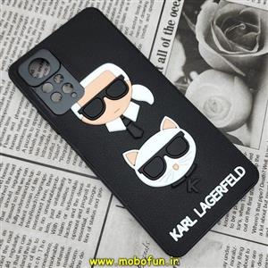 قاب گوشی Redmi Note 11 Pro 4G Global - Redmi Note 11 Pro 5G Global شیائومی شیائومی طرح کارل لاجرفلد KARL LAGERFELD سیلیکونی سخت Hard سه بعدی برجسته محافظ لنز دار مشکی کد 425