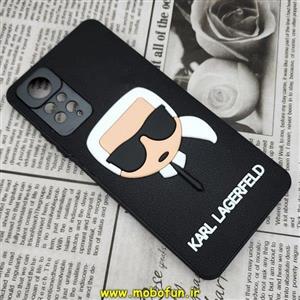 قاب گوشی Redmi Note 11 Pro 4G Global - Redmi Note 11 Pro 5G Global شیائومی شیائومی طرح کارل لاجرفلد KARL LAGERFELD سیلیکونی سخت Hard سه بعدی برجسته محافظ لنز دار مشکی کد 426