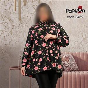 شومیز  3469 کرپ نوبل سایز بزرگ ارسال رایگان آستین بلند تک رنگ