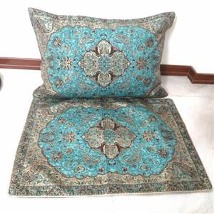 روبالشی ترمه یزد رنگ آبی فیروزه (یک جفت)