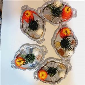 سینی هفت سین  مناسب هدیه با گل طبیعی لاله و سنبل و سبزه