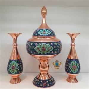 ست شکلاتخوری 35(ارتفاع 48 سانتی متر) و گلدان صراحی 30 مس و پرداز برند آقاجانی