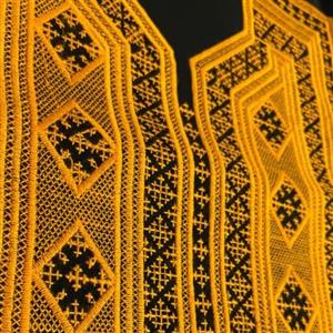 پنل شش تکه بلوچی دوزی مناسب برروی لباس و مانتو- دوخت چرخ- رنگ زرد