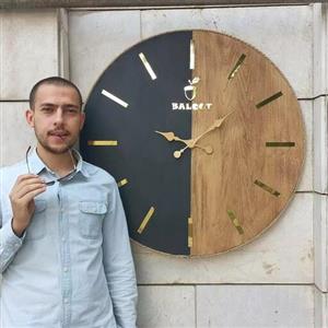 ساعت دیواری چوبی بلوط مدل آمستردام (Amsterdam)به قطر 90 با موتور تایوانی
