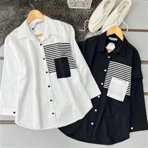 شومیز  چاپی تک سایز38تا46 جنس بابوس رنگ سفید و مشکی