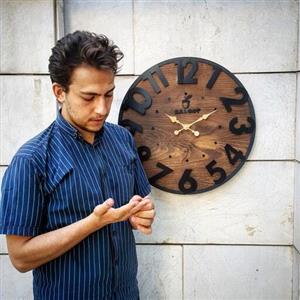 ساعت دیواری چوبی بلوط مدل دهلی (Delhi) به قطر 60 با موتور تایوانی