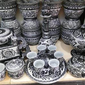 تنگ و جام سنگی قلم خورده سوغات مشهد مقدس