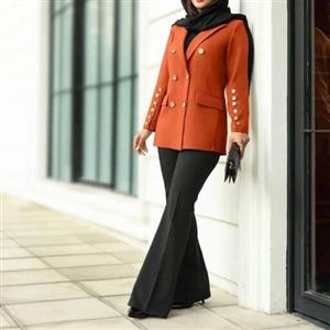 مانتو کتی آستین 6 دکمه  - کت و شلوار زنانه - سایز 36 تا 48  قد کار 85