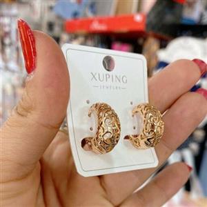 گوشواره - قفل حلقه ای - مارک ژوپینگ - ابکاری طلا - رنگ ثابت - ضد حساسیت