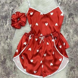 لباس خواب ساتن.تاپ و شورتک قرمز جذاب.سایز  38 تا 46